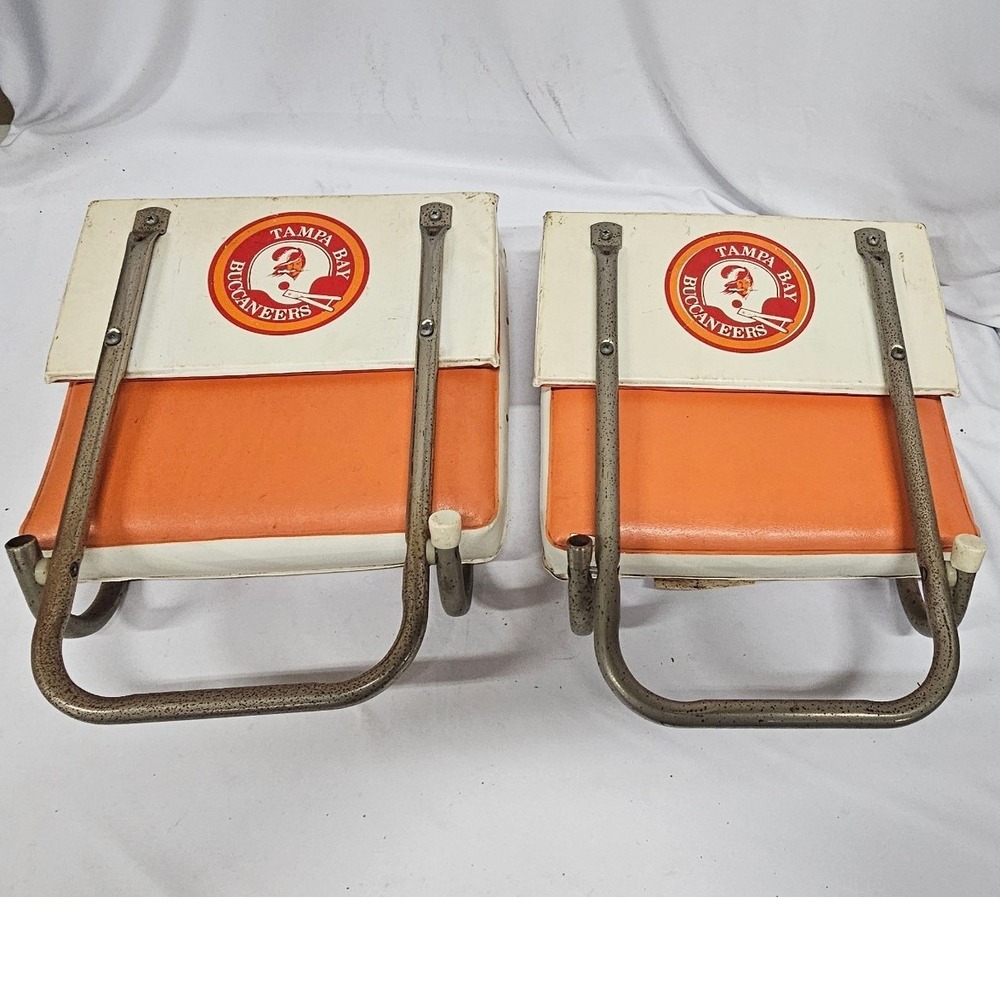 Vintage Tampa Bay Buccaneers Stadium Seats Pair Retro Bucco Bruce NFL Orange